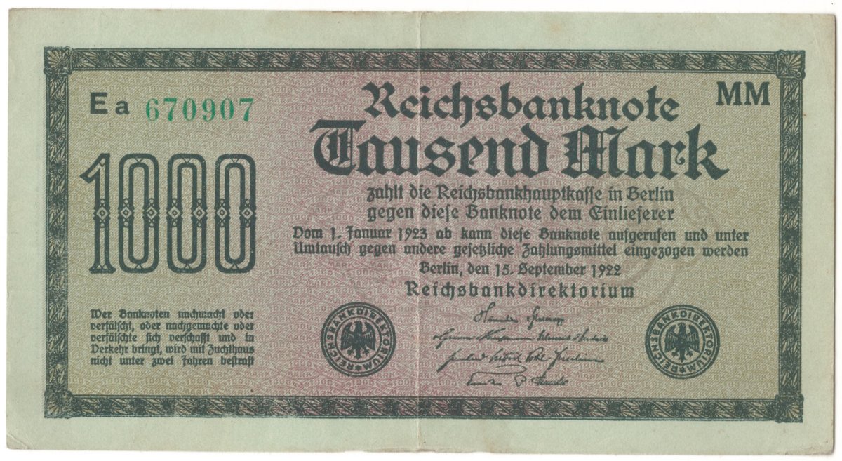 1,000 marks (15 Sep 1922)