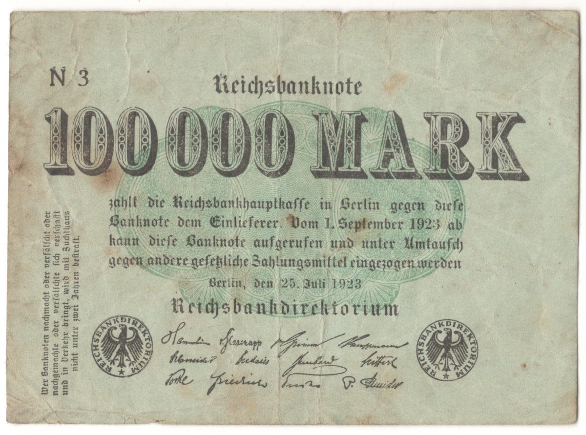 100,000 marks (25 Jul 1923)