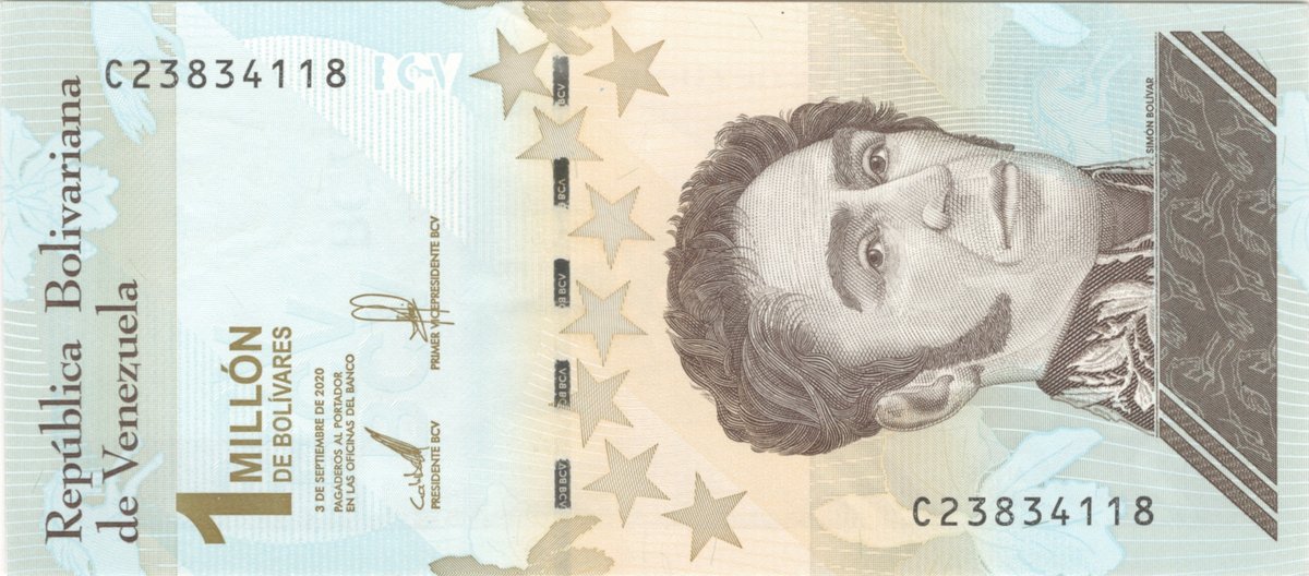 1 million bolívares (3 Sep 2020)
