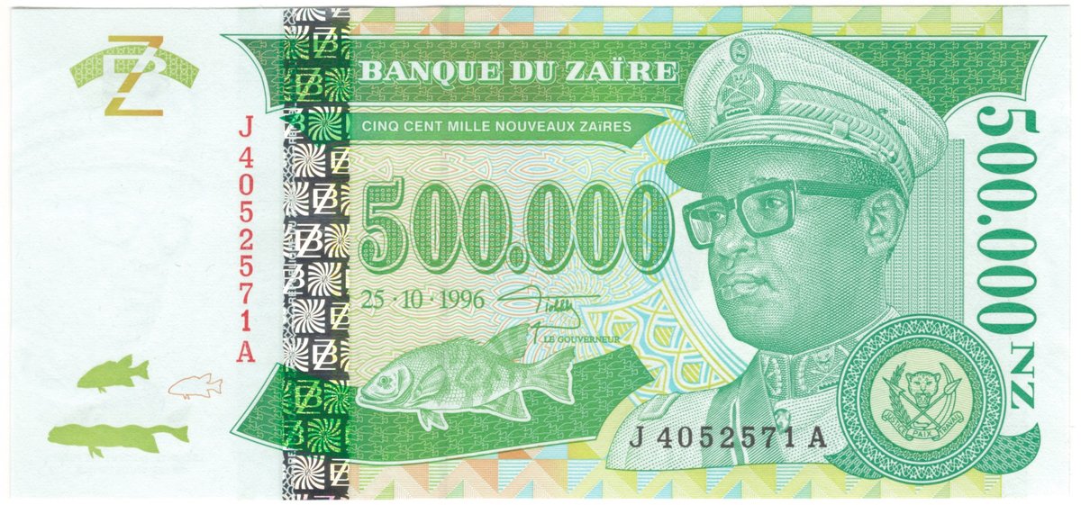 500,000 nouveaux zaïres (25 Oct 1996, after the episode)