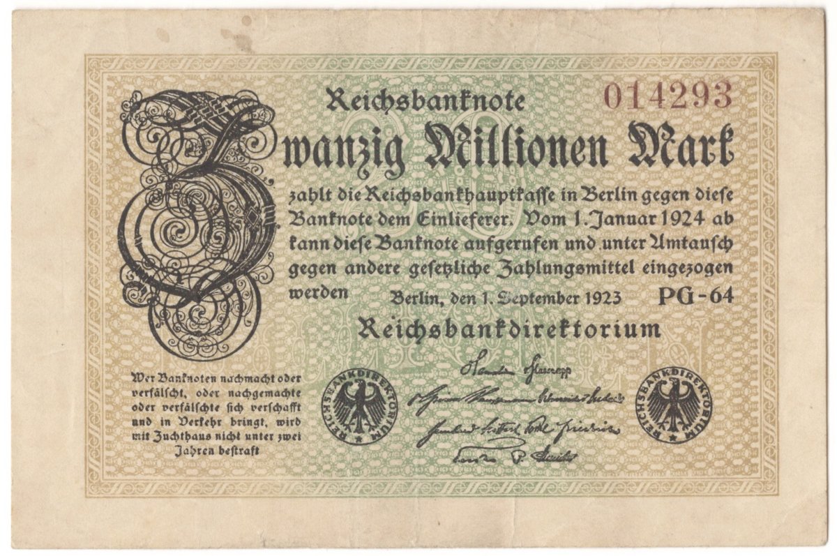 20 million marks (1 Sep 1923)