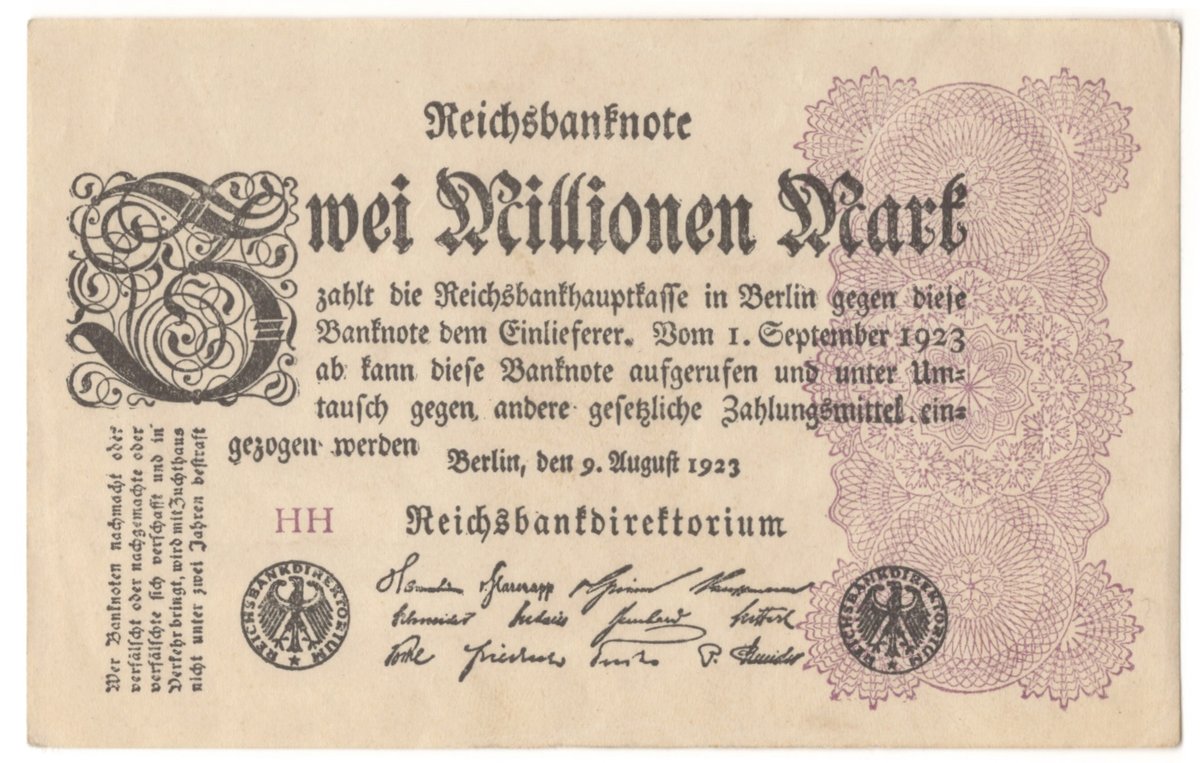 2 million marks (9 Aug 1923)